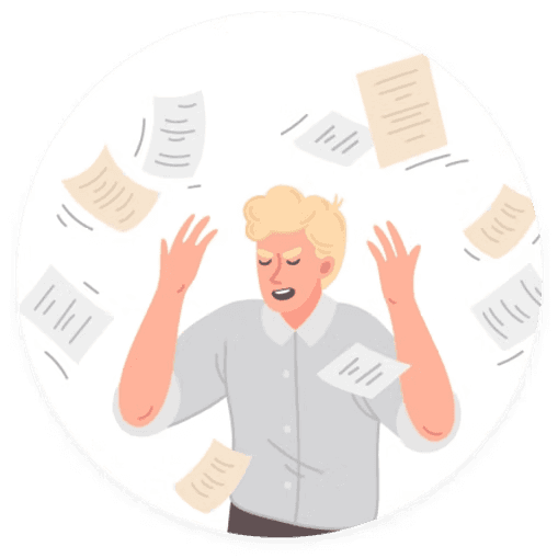 Employee overwhelmed with files